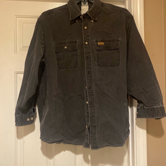 Vintage Carhartt Button Down Black Heavy Denim Shirt Men’s Size 2XL - Picture 1 of 6